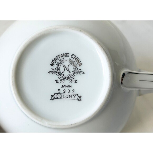 Vintage Noritake Colony China Japan Creamer White Platinum Trim - Picture 7 of 7